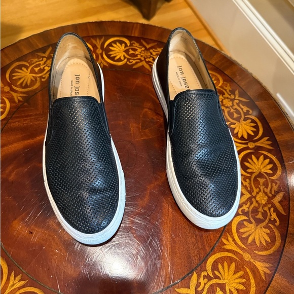 Jon Josef Black Leather Perforated Slip on Sneakers Size 40/10 MSRP $225 - Picture 2 of 8